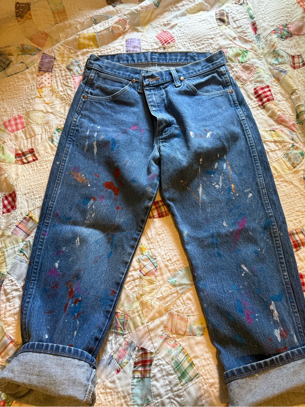 Wrangler brand Anthropologie style hand painted jeans size 6-8